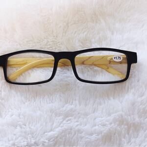 Rory Black & Light Wood Rectangular Reader Glasses